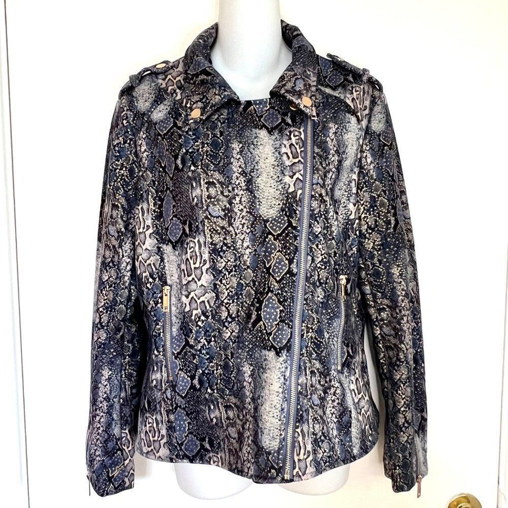 NWOT REBECCA ELLIOTT SNAKE PRINT MOTO JACKET SIZE MEDIUM